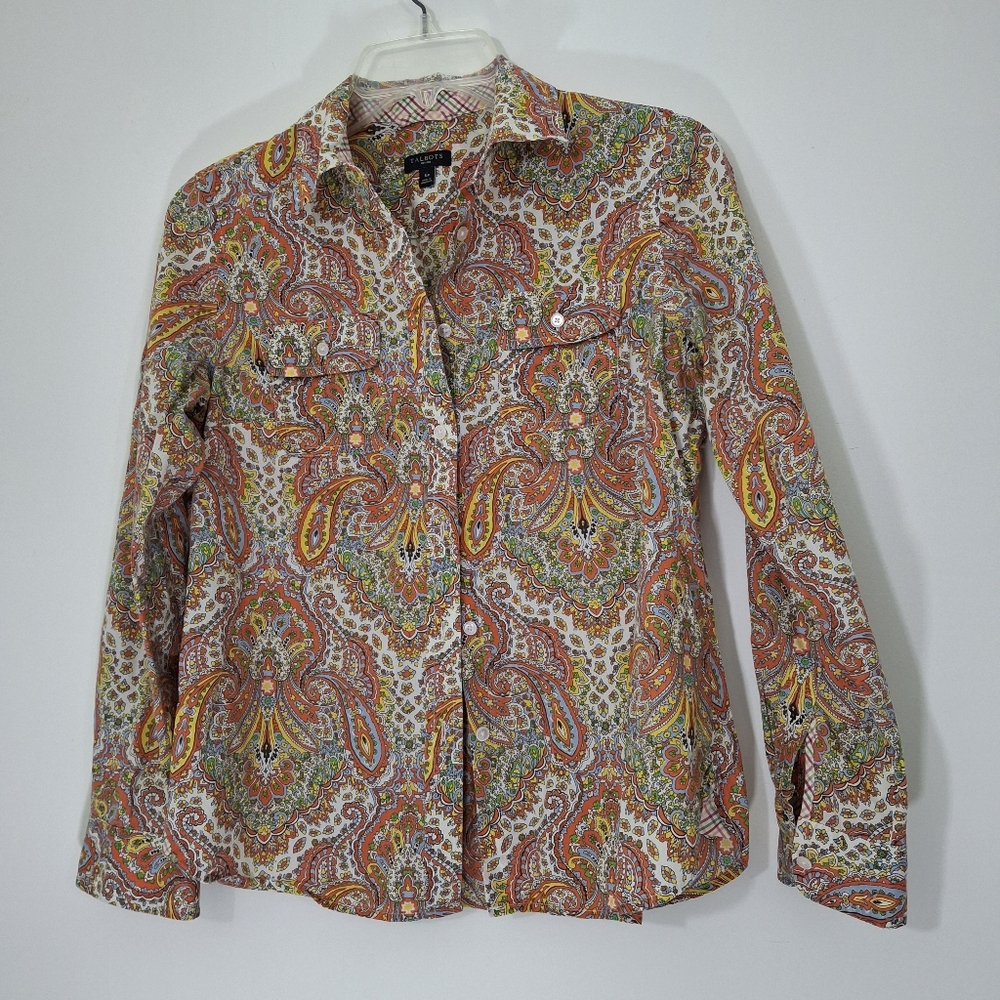 Talbots Multicolor Paisley Blouse, Size 6P